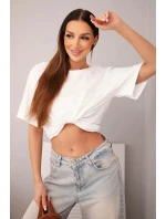 Dámská bavlněná basic halenka s krátkým rukávem bílá