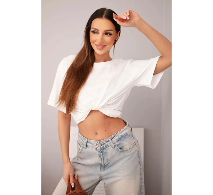 Dámská bavlněná basic halenka s krátkým rukávem bílá