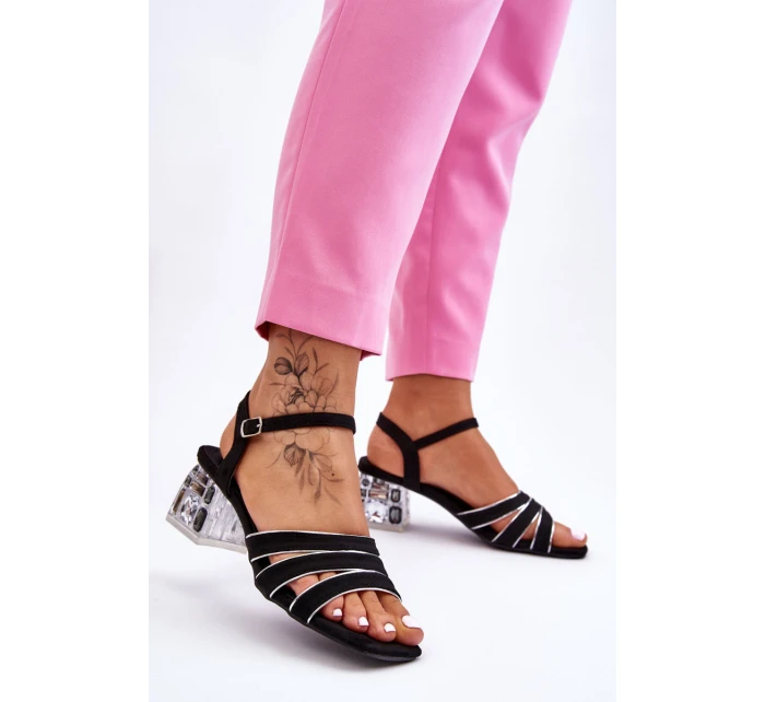 Zamszowe Sandały Z Kryształami Czarne Callan Zamszowe Sandały Z Kryształami Czarne Callan