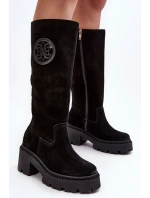 Damskie Zamszowe Kozaki Przed Kolano Czarne Lewski 3367 Damskie Zamszowe Kozaki Przed Kolano Czarne Lewski 3367