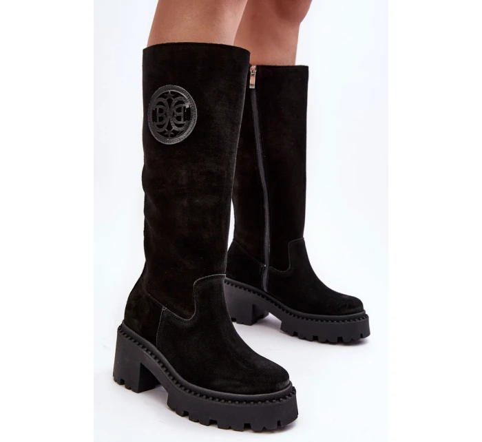 Damskie Zamszowe Kozaki Przed Kolano Czarne Lewski 3367 Damskie Zamszowe Kozaki Przed Kolano Czarne Lewski 3367