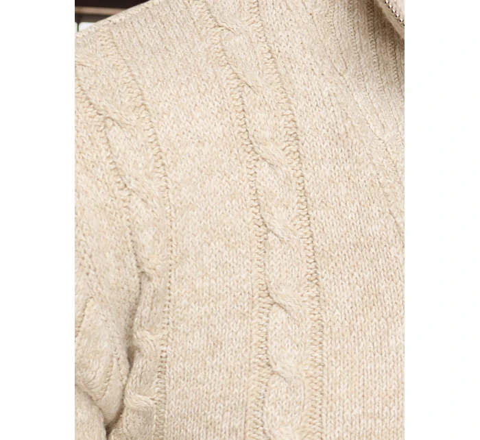 Pánsky sveter so stojacím golierom béžovej farby FashionStreet WX2327