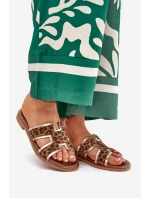 Kožené Ploché Klapky S  Hnědé model 21684124 - Zazoo