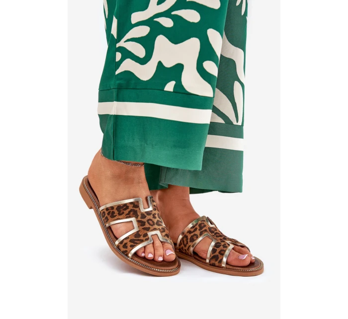 Kožené Ploché Klapky S  Hnědé model 21684124 - Zazoo