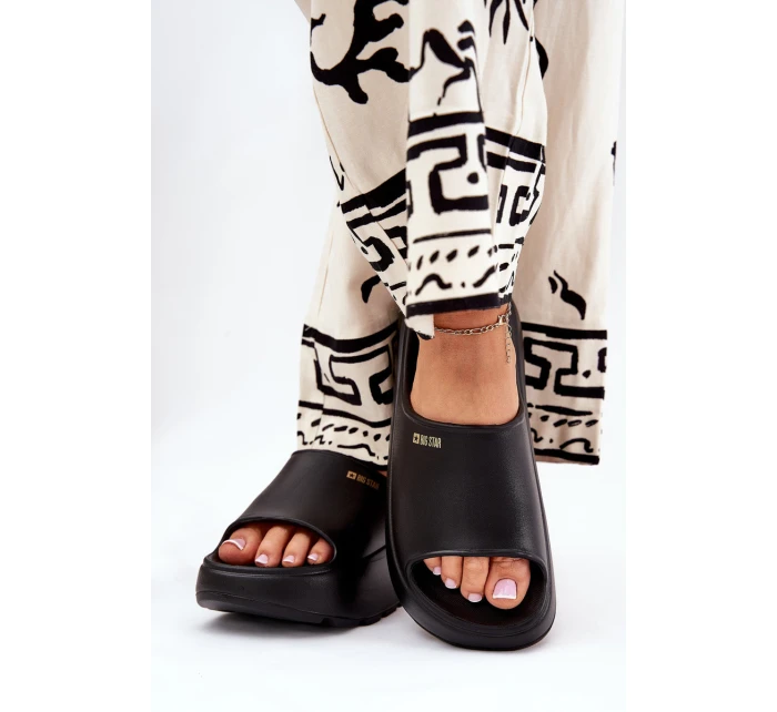 Piankowe Klapki Damskie Na Platformie Big Star RR274A567 Czarne Piankowe Klapki Damskie Na Platformie Big Star RR274A567 Czarne