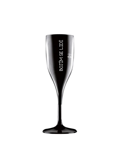 Bojím sa ľudí - čierny nerozbitný pohár na prosecco 150 ml