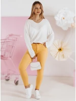 CLARET dámske džínsové nohavice s opaskom žlté FashionStreet UY2454 CLARET dámske džínsové nohavice s opaskom žlté FashionStreet UY2454