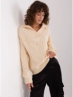 Dámsky sveter s golierom Light Beige (2349)
