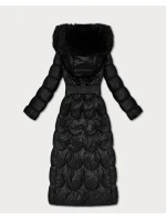 Klasický černý prošívaný kabát s kapucí model 21479164 - MINORITY