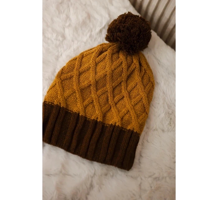 Milano fleecová čiapka K203 mustard melange+brown Milano fleecová čiapka K203 mustard melange+brown