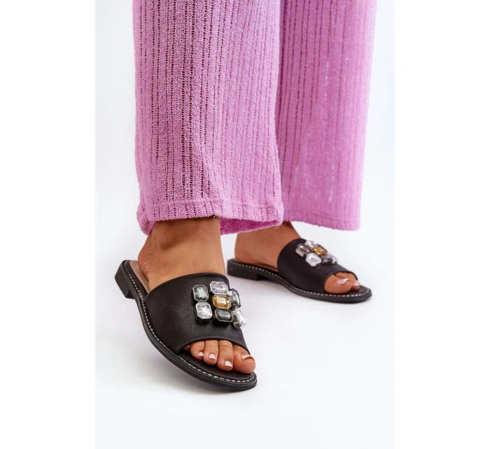 Dámské sandály s ozdobami model 21665115 černé - S.Barski