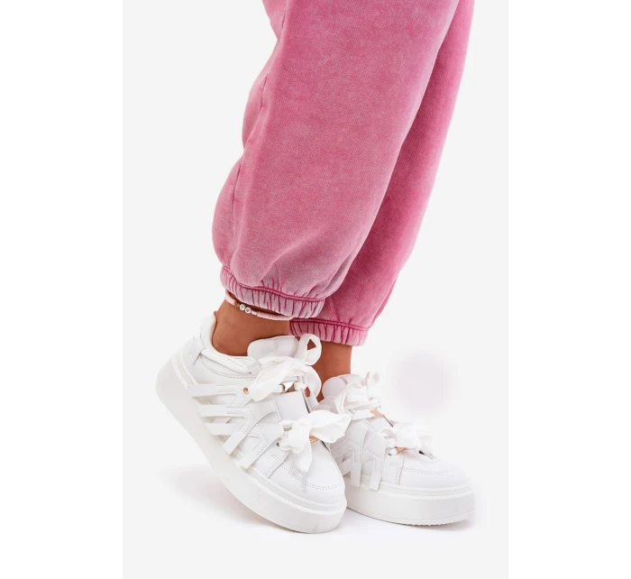 Eko Kožené Tenisky Na Platformě Bílé model 21687580 - Boto