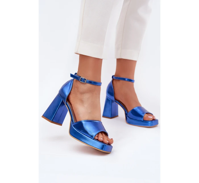 Dámské Sandály Na Podpatku Modré model 21703024 - Boto Dámské Sandály Na Podpatku Modré model 21703024 - Boto