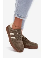 Sneakersy Damskie Zamszowe Na Platformie Ciemnozielone Sylviona