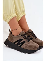 Dámské kožené semišové tenisky na platformě Vinceza 41520 tmavě zelené