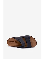 Kožené dámské pantofle model 22203199 tmavě modré - Inblu
