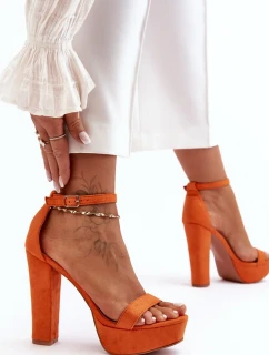 Pohodlné semišové sandály na vysokém podpatku, Orange Essence