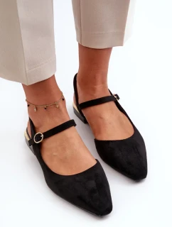 Dámske baleríny na nízkom podpätku s otvorenými podpätkami Sergio Leone Black