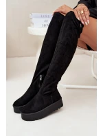 Dámské kozačky nad kolena na platformě Big Star – černé