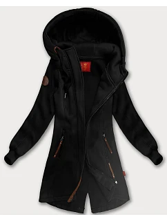Długa bluza damska z kapturem czarna model 21248955 - LHD