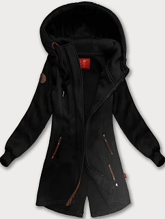 Długa bluza damska z kapturem czarna model 21248955 - LHD