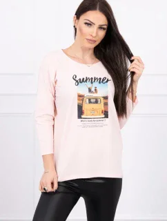 Halenka s potiskem Letní model 18744144 pudrově růžové - K-Fashion