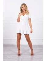 Šaty s vázaným výstřihem do V ecru