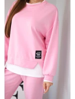 Dámská souprava s s volnou mikinou a tepláky světle růžový model 21808633 - K-Fashion Dámská souprava s s volnou mikinou a tepláky světle růžový model 21808633 - K-Fashion