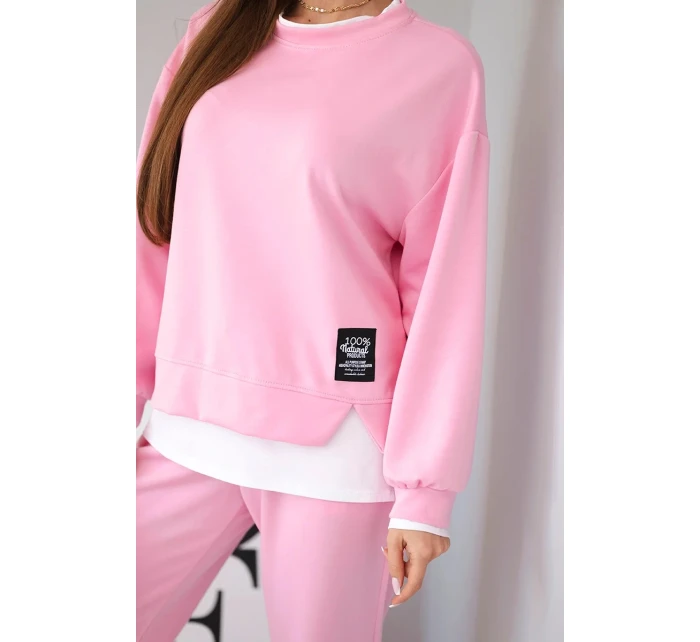 Dámská souprava s s volnou mikinou a tepláky světle růžový model 21808633 - K-Fashion Dámská souprava s s volnou mikinou a tepláky světle růžový model 21808633 - K-Fashion