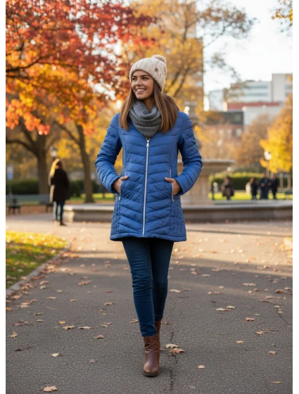 Dámská bunda modrá model 21758983 - FPrice Dámská bunda modrá model 21758983 - FPrice