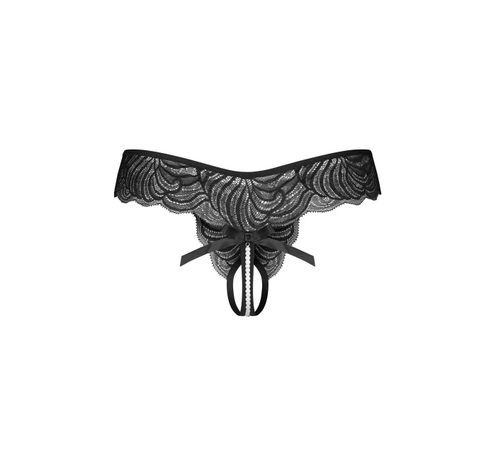 Dámske tangá Trinise Crotchless Black - Obsessive