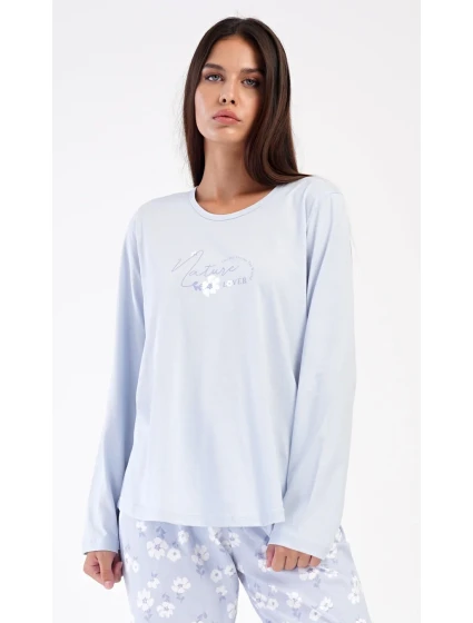 Dámské pyžamo dlouhé Nature model 22407350 - Vienetta Dámské pyžamo dlouhé Nature model 22407350 - Vienetta