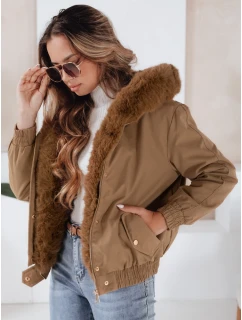 Dámská zimní bunda krátká s kožešinou světle hnědá Dstreet model 21991174 - FashionStreet