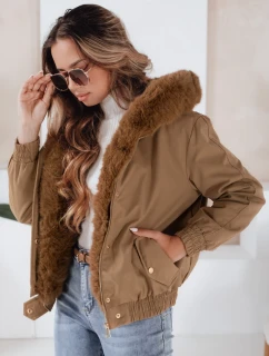 Dámska zimná bunda VESSADA krátka s kožušinou svetlohnedá FashionStreet TY5061