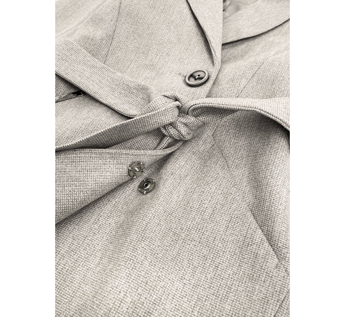 Béžový, nadrobno károvaný dámsky kabát (2706)