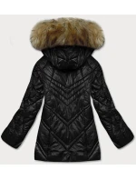 Čierna dámska prechodná bunda s kapucňou (H-97)