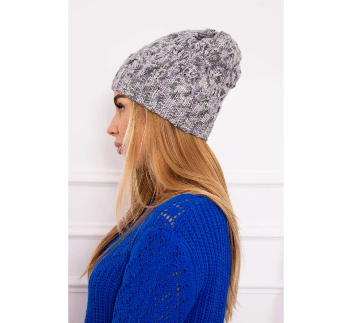 Fleecová čiapka Roksana K209 sivá+fialová