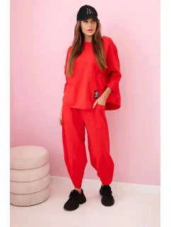 Bavlněná mikina kalhoty set červený