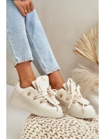 Sneakersy Damskie Na Platformie Beżowe Dolistana