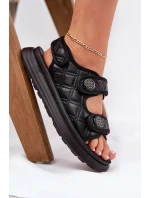 Damskie Sandały Z Ozdobnymi Detalami Na Rzepy Czarne Zoliner Damskie Sandały Z Ozdobnymi Detalami Na Rzepy Czarne Zoliner