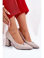 Czółenka Na Słupku Eleganckie Vinceza 62224 Szare