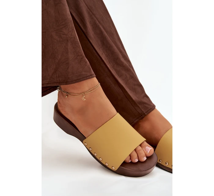 Dámské pantofle s cvoky žluté Terissa