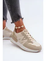 Béžové dámské tenisky vyrobené z eko kůže model 20447635 - Kesi
