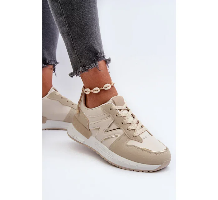 Béžové dámské tenisky vyrobené z eko kůže model 20447635 - Kesi
