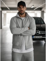 Pánska mikina na zips bez kapucne sivá BX4109