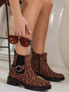 Dámske semišové čižmy s leopardím vzorom FashionStreet ZY1261