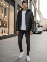 Pánska zimná prešívaná kožená bunda čierna FashionStreet TX5116