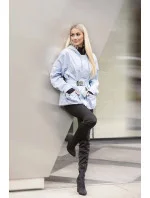 Svetlomodrá krátka dámska bunda s opaskom (AG3-03)