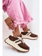 Semišové tenisky na masivní platformě model 22031726 Čokoládové - D&A
