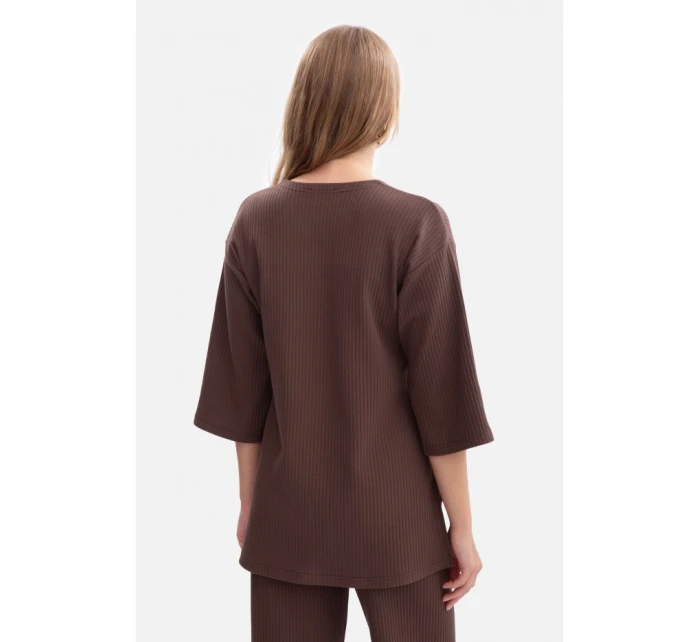 model 21379872 Žebrovaný pletený top hnědý - BeWear